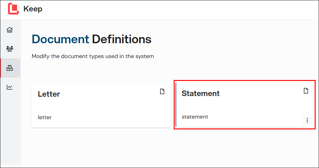 Statement document definition tile selected.